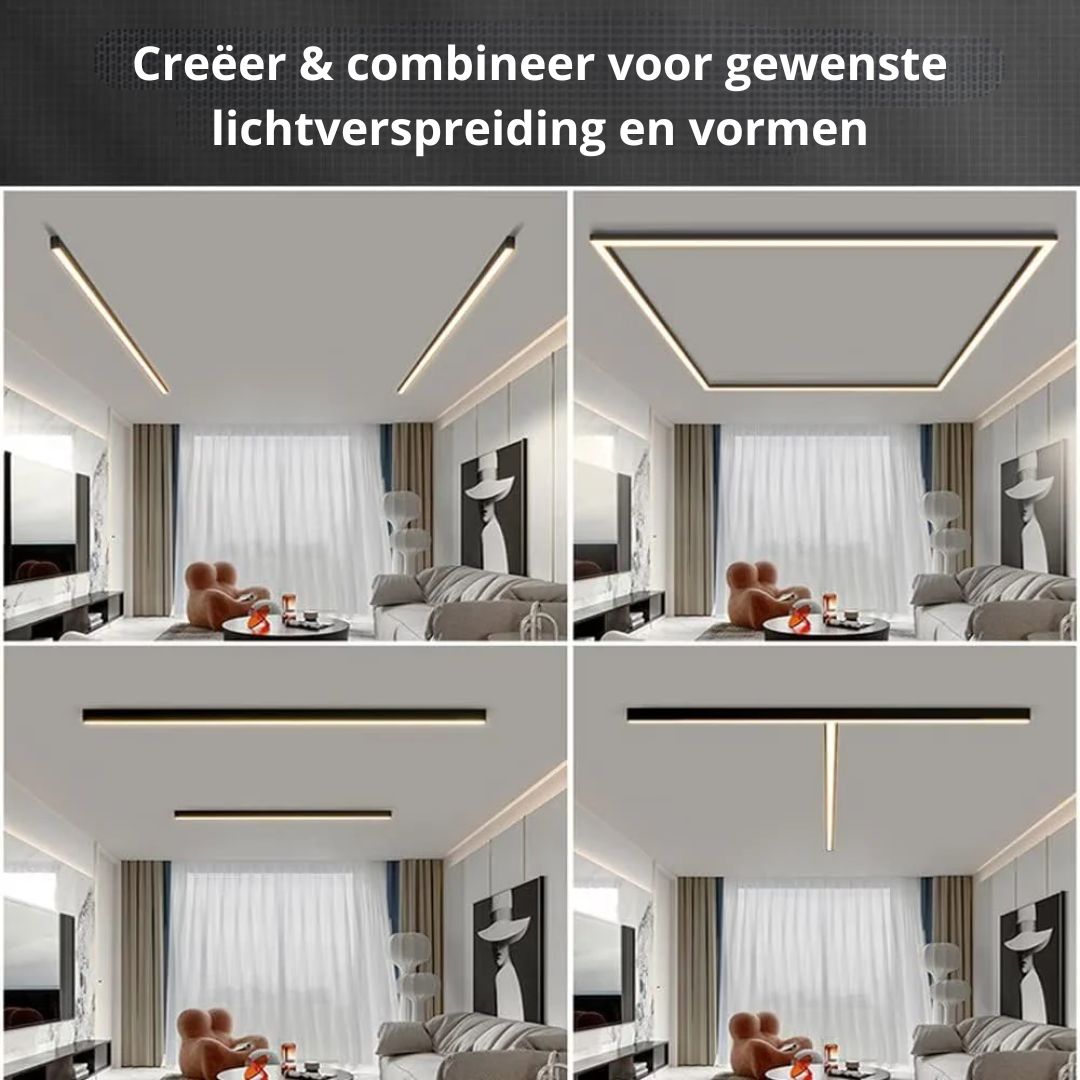 LED plafondlamp zwart langwerpig modern voor woonkamer hal slaapkamer minimalistische plafondverlichting binnen