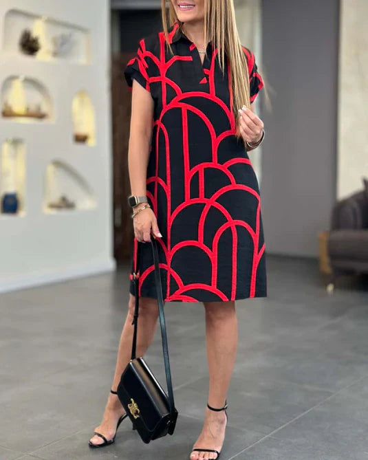 Midi Jurk Bloemprint Korte Mouwen Zomerjurk