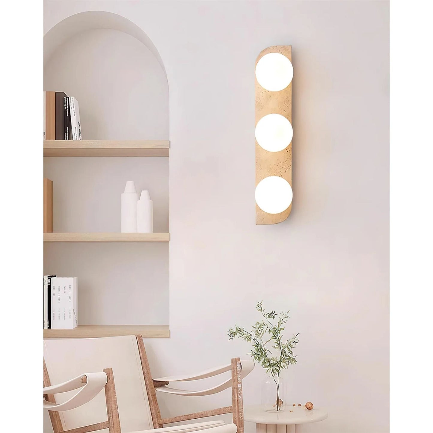 Wandlamp Travertin G9 Glas Hout Beige Woonkamer Hal Badkamer Minimalistische Wandverlichting Sfeerverlichting Natuurlijk Design