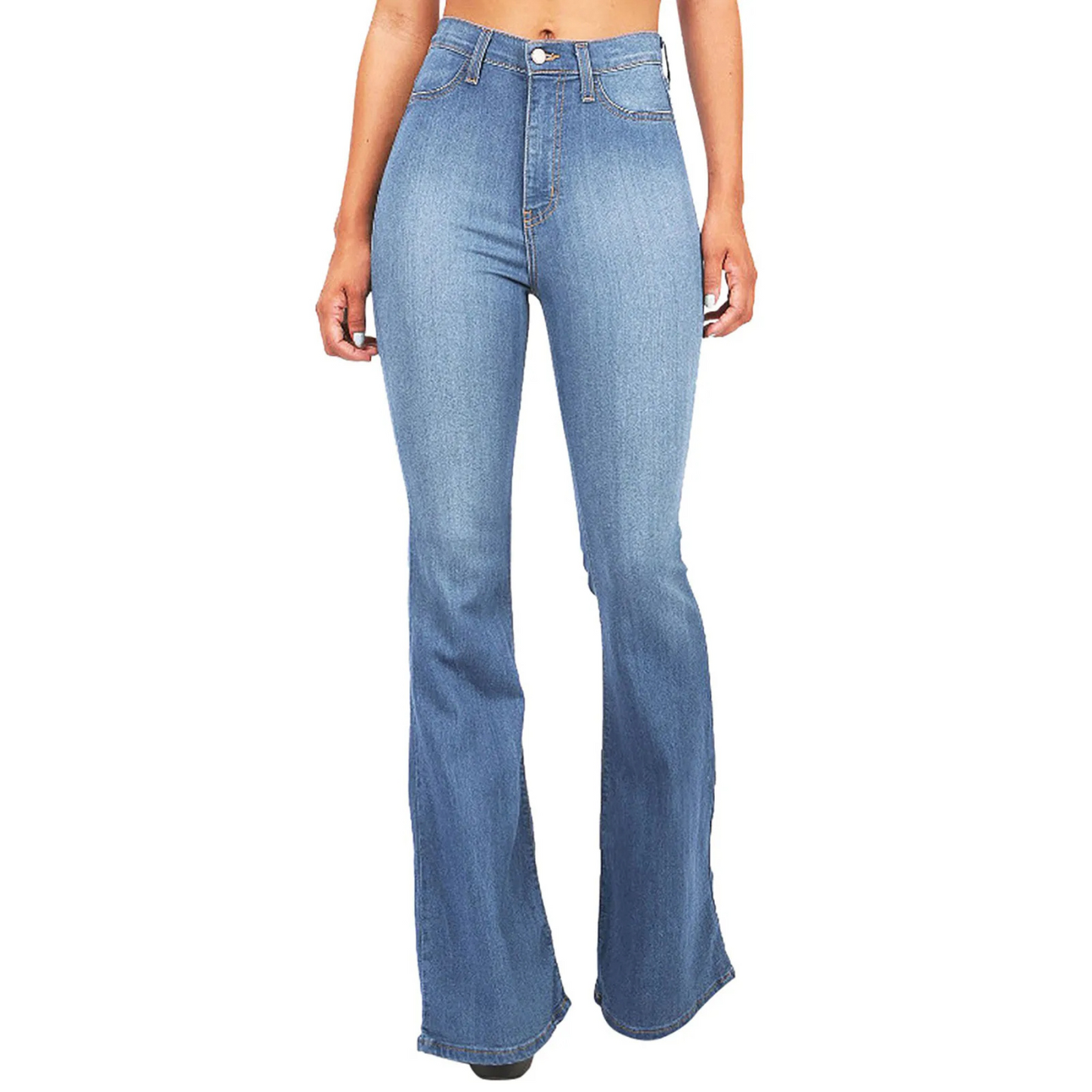 Dames Flare Jeans High Waist Stretch Stof Retro Look