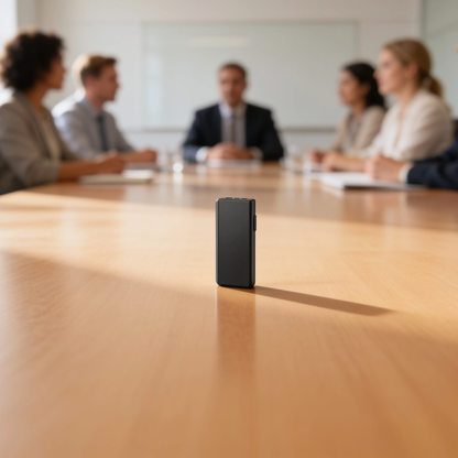Compacte Spraakrecorder met Geluidsactivatie – Klein 16GB Dictafoon met 50 Uur Batterij en Ruisonderdrukking voor Vergaderingen, Interviews en Notities