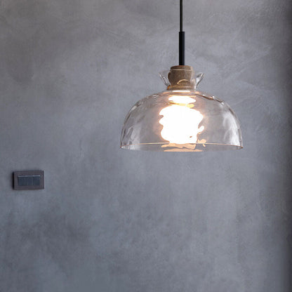 Hanglamp Glas Hout Transparant E26 Woonkamer Slaapkamer Eetkamer Pendellamp Glazen Kap Bell Cone Bowl Industrieel Retro