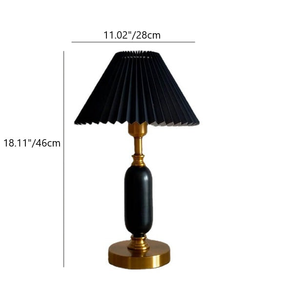 Tafellamp Geplooide Kap Metaal Goud Zwart Wit 28x46cm E12 Slaapkamer Woonkamer Retro