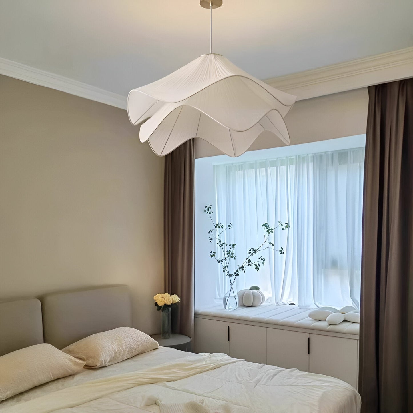 Hanglamp Japandi Stof Rond Scandinavisch Design E27 40-80cm Warm Licht