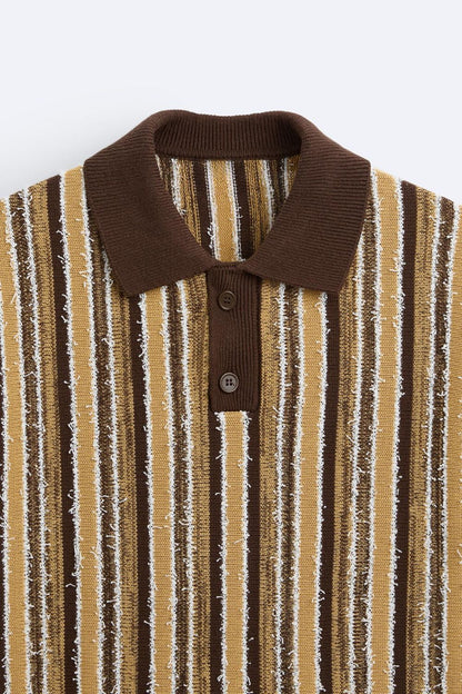 Klassiek Poloshirt met Strepen Retro Gebreid