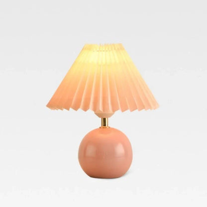 Keramische Tafellamp met Plooikap – Japanse Stijl Verlichting Wit Roze Beige voor Slaapkamer Woonkamer Bureau