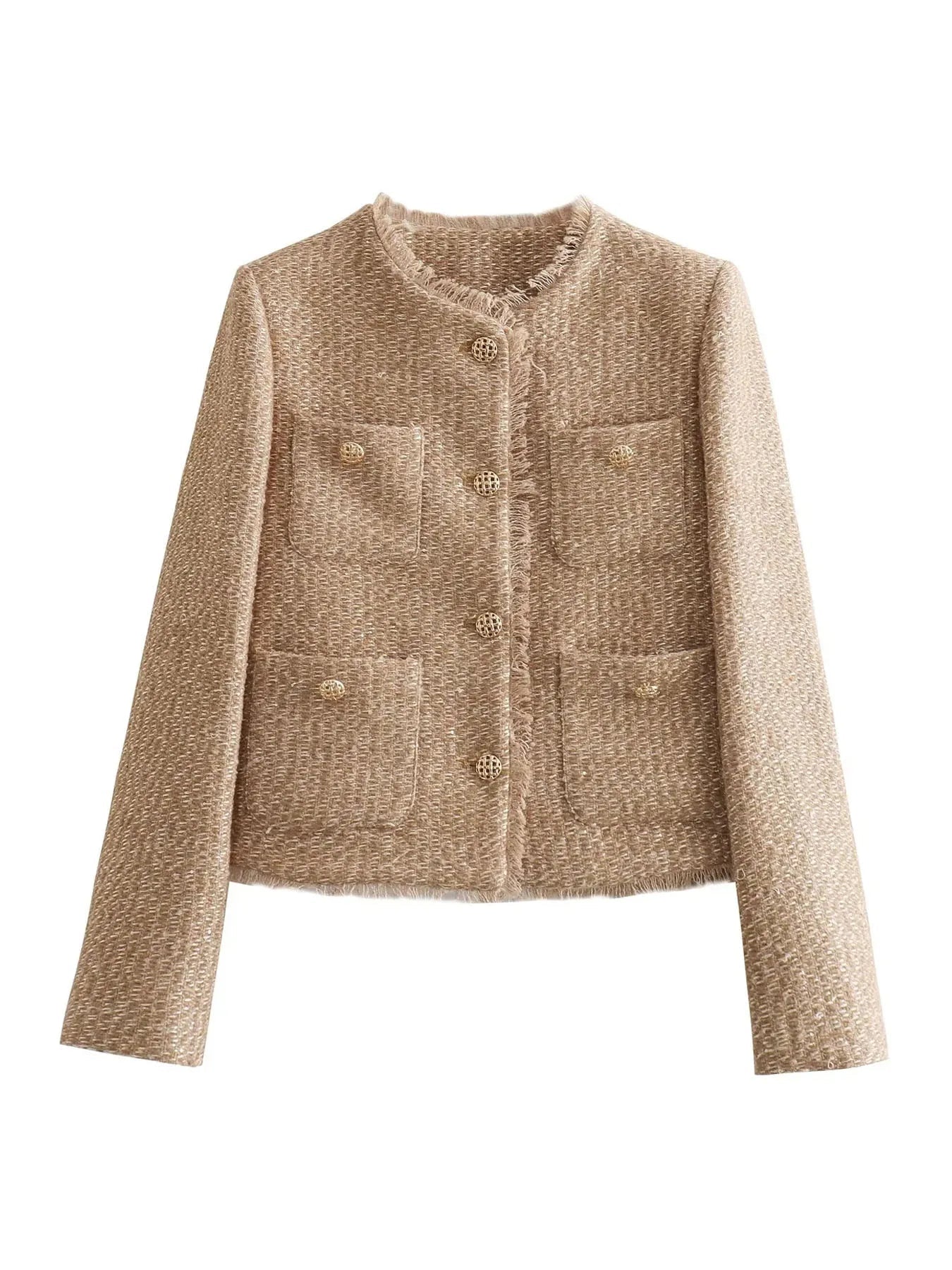 Dames Blazer Tweed Tweedelig met Knopen en Zakken