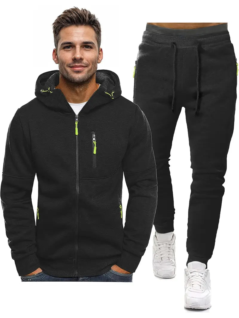 Heren Trainingspak 2-Delig - Sportieve Joggingbroek met Lange Mouwen