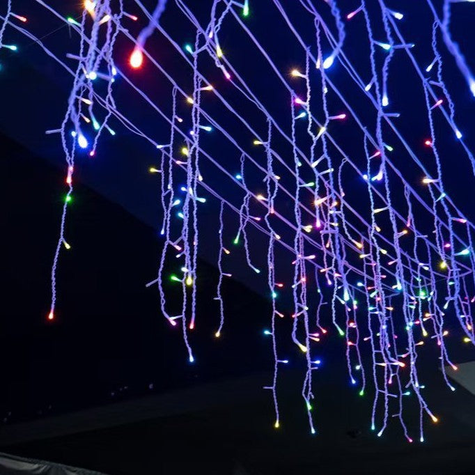 50 Meter Led IJspegel Lichtgordijn Met Warm Wit Waterfallicht Voor Buiten