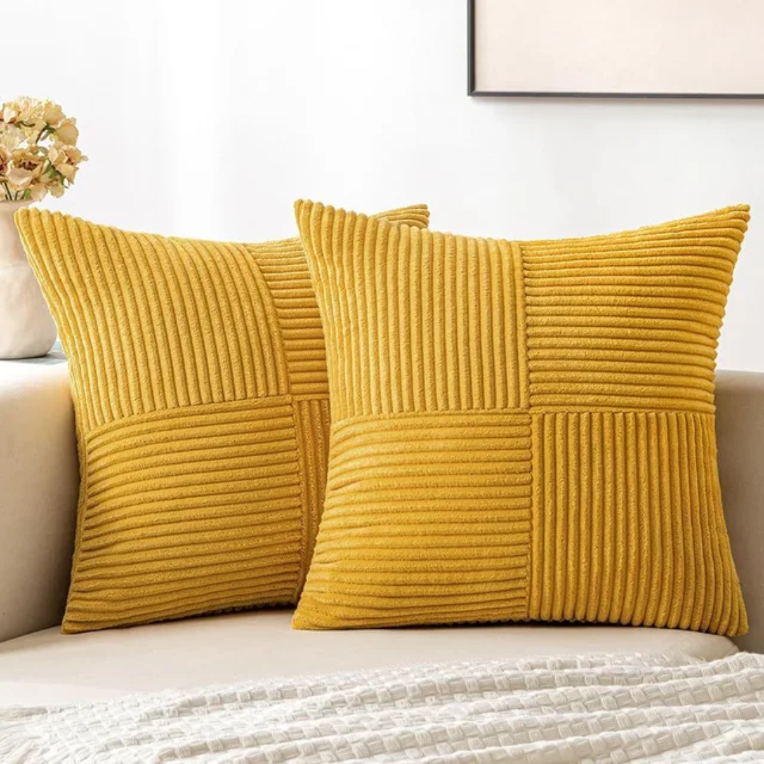 Sierkussen Pluche 45x45cm Geribbeld Met Rits Bank En Bed