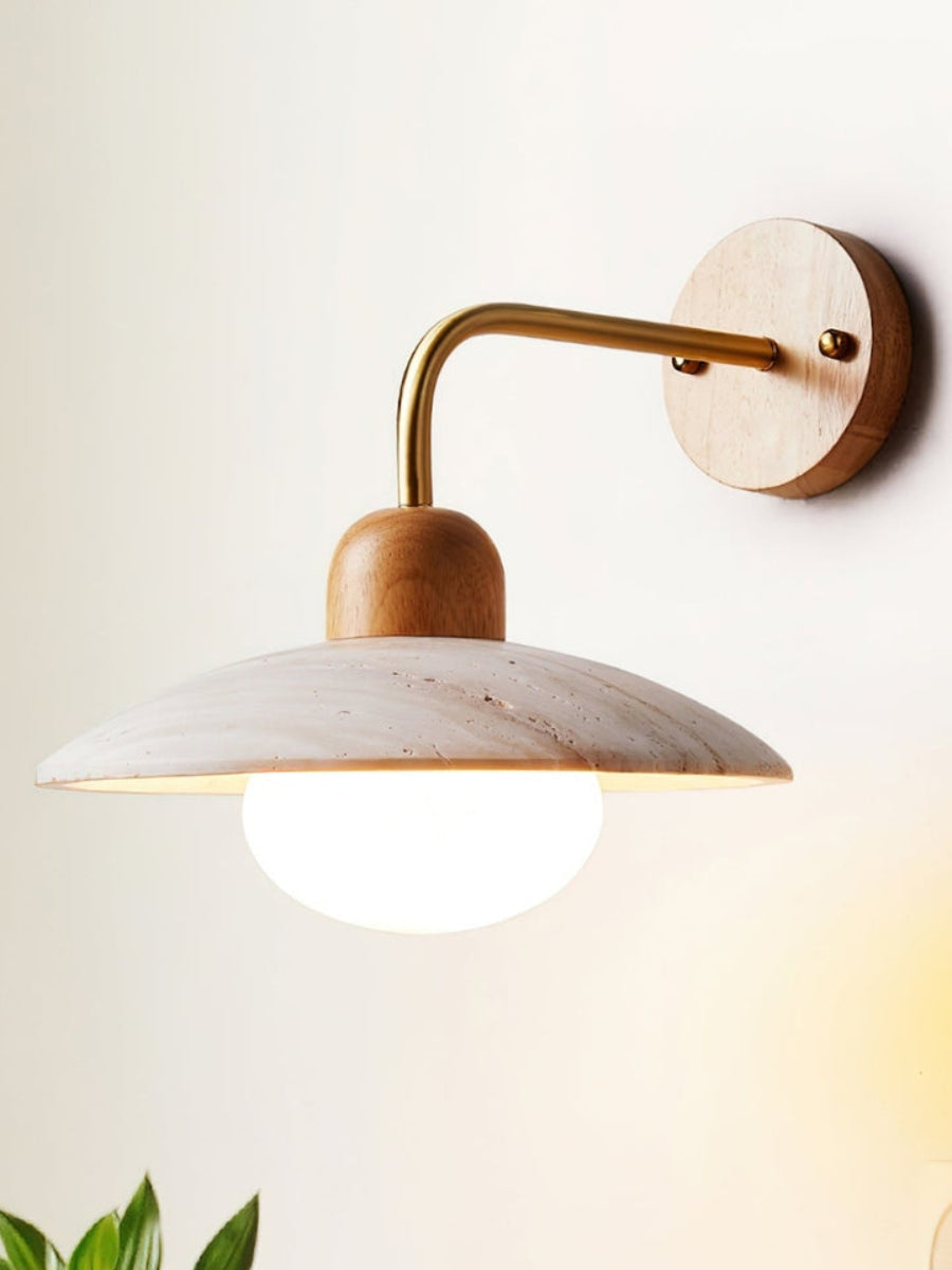 Travertijn Wandlamp Minimalistische Schijf Design Natuursteen Verlichting voor Woonkamer Slaapkamer Gang Moderne Interieur Wandverlichting met Warm Licht