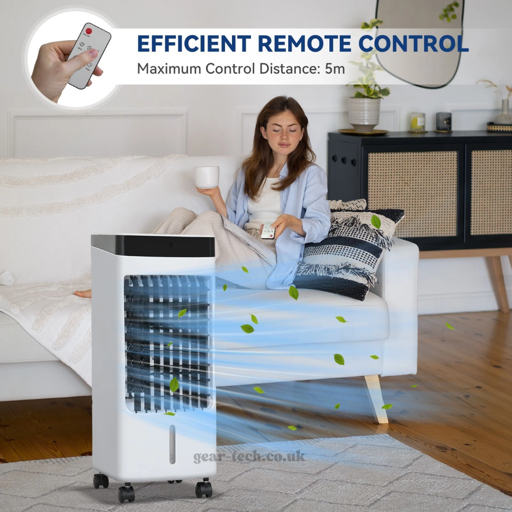 Draagbare Raambloze Aircooler met Afstandsbediening – 3-in-1 Luchtkoeler, Ventilator en Bevochtigingsfunctie voor Thuis en Kantoor
