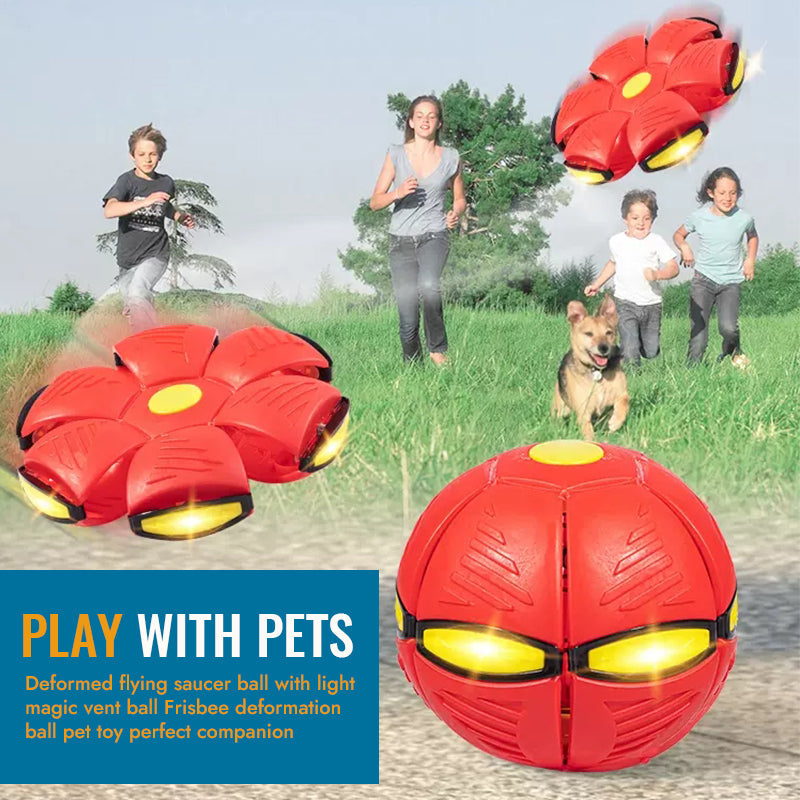 Interactieve Vliegende Schotel Huisdierenbal met LED-Verlichting voor Honden en Katten Binnen en Buiten