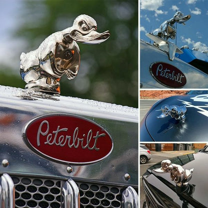 Decoratieve Eend Auto Ornament 15cm Chroom Rubber Mascotte Figuur Dashboard Accessoire Voertuig Embleem