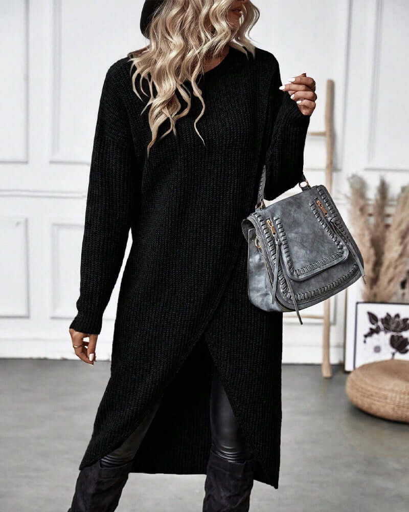 Dames Trui Jurk Lange Mouwen Gebreid Patchwork Stijl