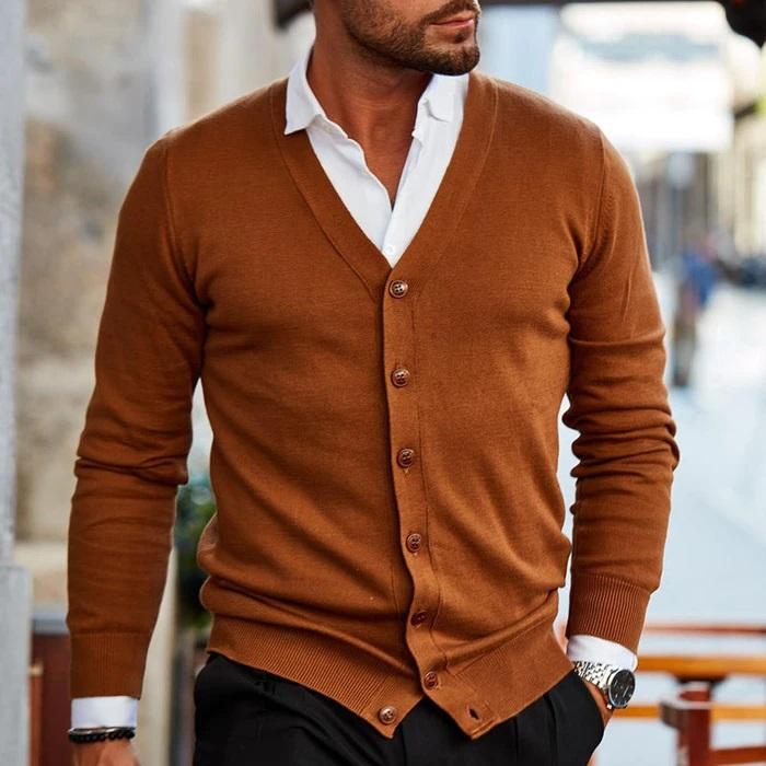 Mannen Cardigan Casual Stefan Vest Zwart