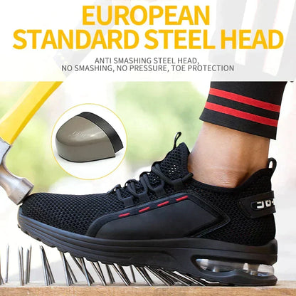 Veiligheidsschoenen met Stalen Neus Ultralight Antislip Werkschoenen Ademend voor Bouw Magazijn Industrie