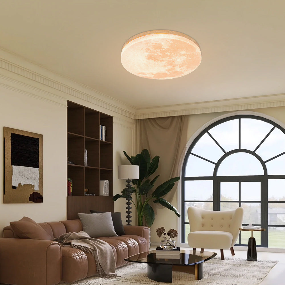 LED Plafondlamp Maanontwerp Hout Acryl Rond 26-48cm Slaapkamer Woonkamer Plafondlamp Maanlamp LED Verlichting Modern Interieur
