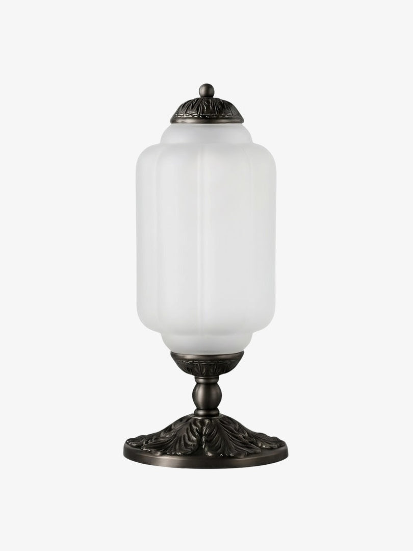 Vintage Glazen Tafellamp met Messing of Zwarte Afwerking