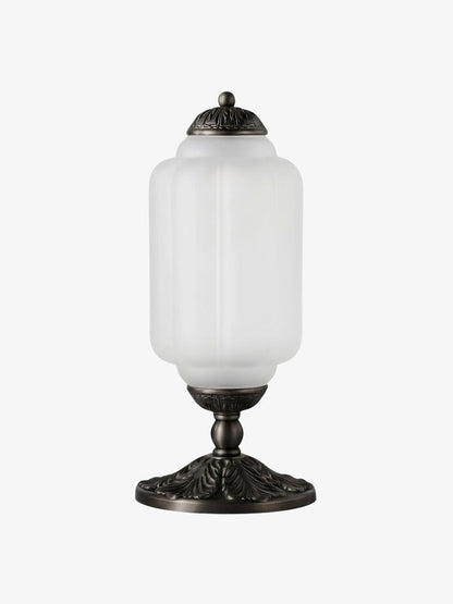 Vintage Glazen Tafellamp met Messing of Zwarte Afwerking