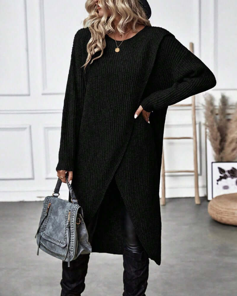 Dames Trui Jurk Lange Mouwen Gebreid Patchwork Stijl
