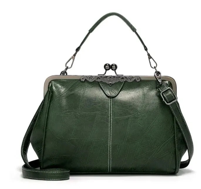 Vintage Handtas met Kliksluiting Retro Clutch Dames Avondtas Feesttas Schoudertas Elegant Design Bruin Zwart