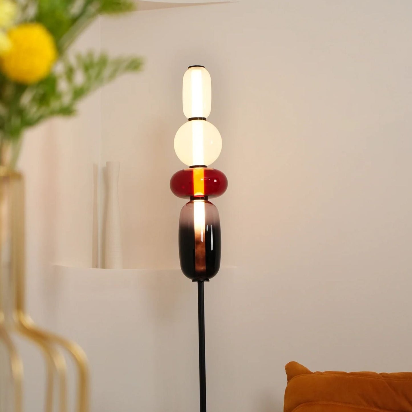 Vloerlamp Glas LED 130 of 160 cm Rood Wit Zwart Woonkamer Design Staande Lamp Lichtobject Interieur