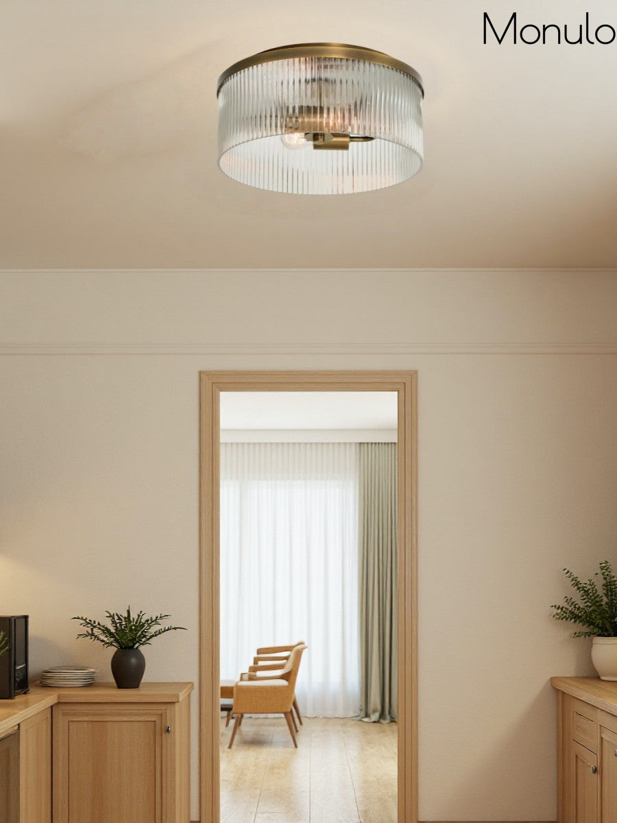 Geribbelde Glazen Plafondlamp Modern Laagbouw Ontwerp Slaapkamer Woonkamer Gang