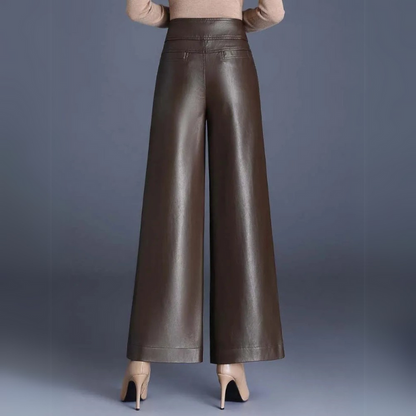 Damesbroek Imitatieleer Hoge Taille Wide Fit Comfortabel