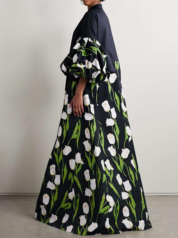 Vrouwen Trenchcoat Bloemenprint Klassiek Elegant