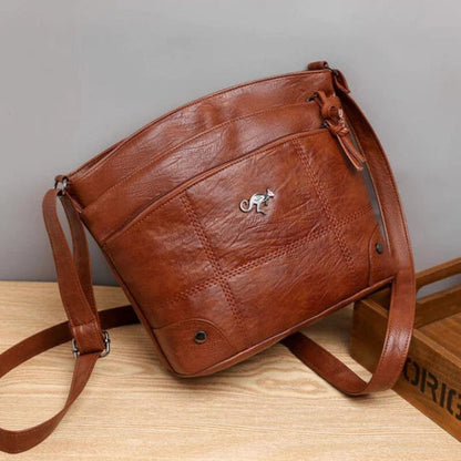 Leren Handtas Full-Grain Leer Bruin Zwart Vintage Patina Schoudertas Dames Dagelijks Gebruik Crossbody