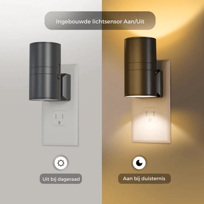 Sansoti | Wandlamp met Lichtsensor voor Stopcontact – Warm LED Nachtlicht