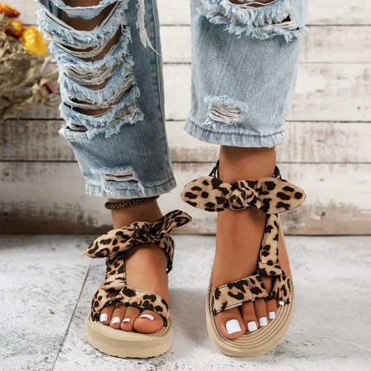 Luipaardprint Sandalen Dames Leer Zomer Schoenen - StudioMarella