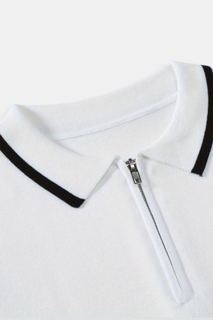 Herenshirt Poloshirt met Rits en Contrasterende Kraag wordt: 
Herenshirt Poloshirt Met Rits En Contrasterende Kraag Modern Design