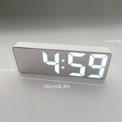 Digitale LED Spiegelwekker met Datum en Temperatuur — Minimalistisch Design voor Slaapkamer en Bureau