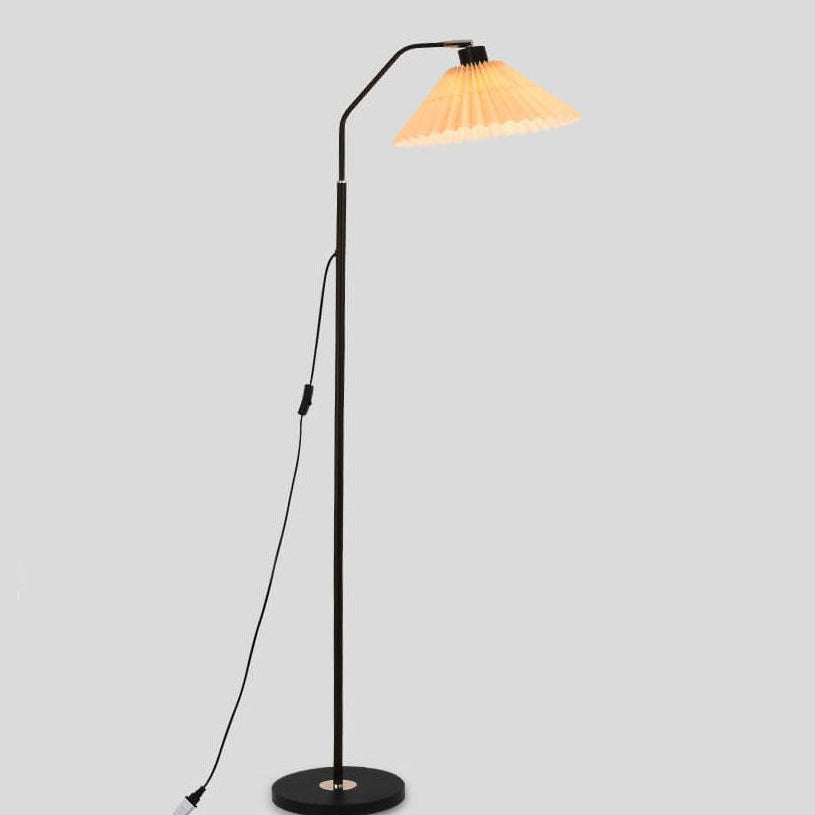 Vloerlamp Geplooide Kap Metaal 149cm Woonkamer Slaapkamer Dimbaar Staande Lamp Stof Retro Scandinavisch Leeslamp