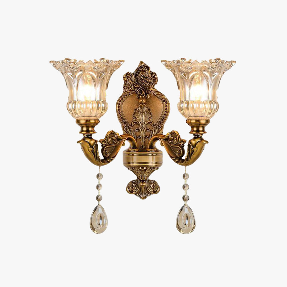 Vintage Wandlamp Goud Glas Dubbele Klassiek Warm Wit Licht Binnenwandlamp E14 Slaapkamer Woonkamer Hal Decoratief Verlichting Muurlamp