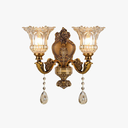 Vintage Wandlamp Goud Glas Dubbele Klassiek Warm Wit Licht Binnenwandlamp E14 Slaapkamer Woonkamer Hal Decoratief Verlichting Muurlamp