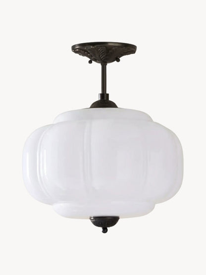 Vintage Melkglas Plafondlamp Geschulpt Rand Wit Roze Groen Blauw Helder Mat Glas Semi-Flush Hanglamp Messing Zwart Finish