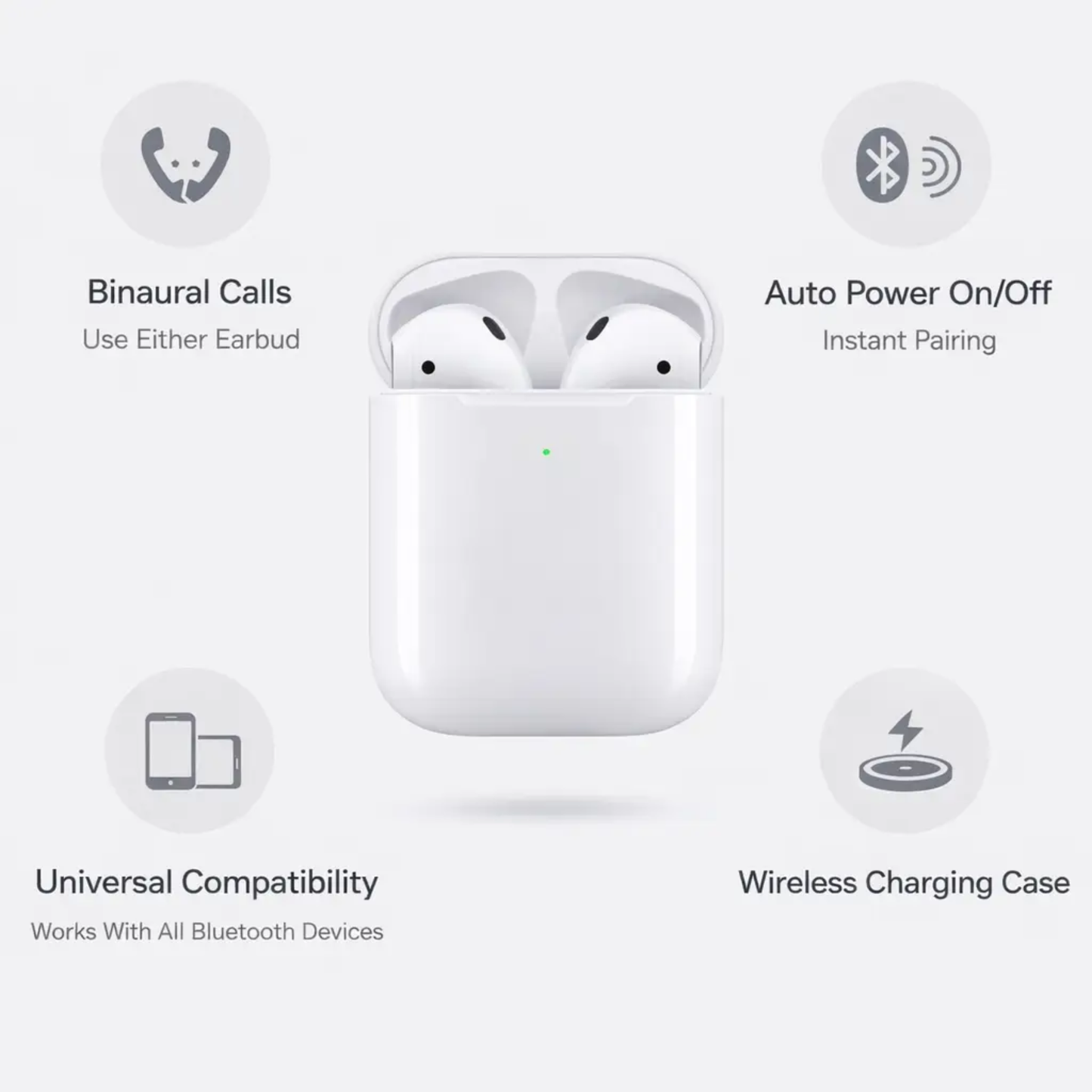 Draadloze Bluetooth Oordopjes met Oplaadcase – Compacte In-Ear Headset met Microfoon