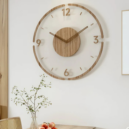 Wandklok Acryl & Hout Ø30 cm – Stille uurwerk moderne tijdsweergave scandinavische stijl woonkamer keuken kantoor
