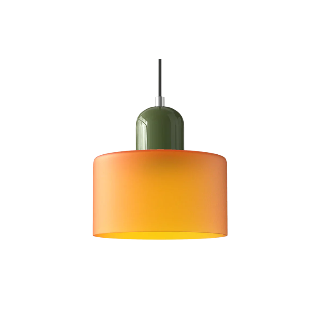 Lismeno Retro Hanglamp Glas 15cm Groen Oranje Eettafel Keuken Vintage Verlichting Compact