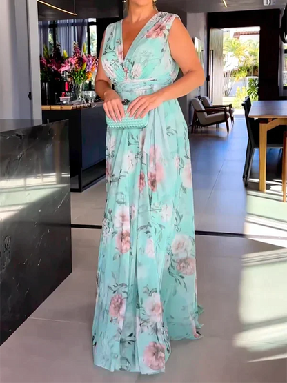 Mouwloze Zomerjurk met V-Hals en Zijsplit - StudioMarella