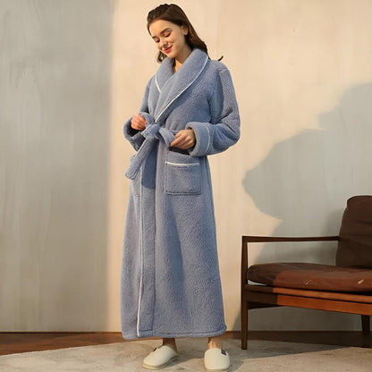 Sherpa Coral Fleece Badjas met Shawlkraag Unisex Loungewear Comfortabel Huis Huispak Zachte Fleece Ochtendjas