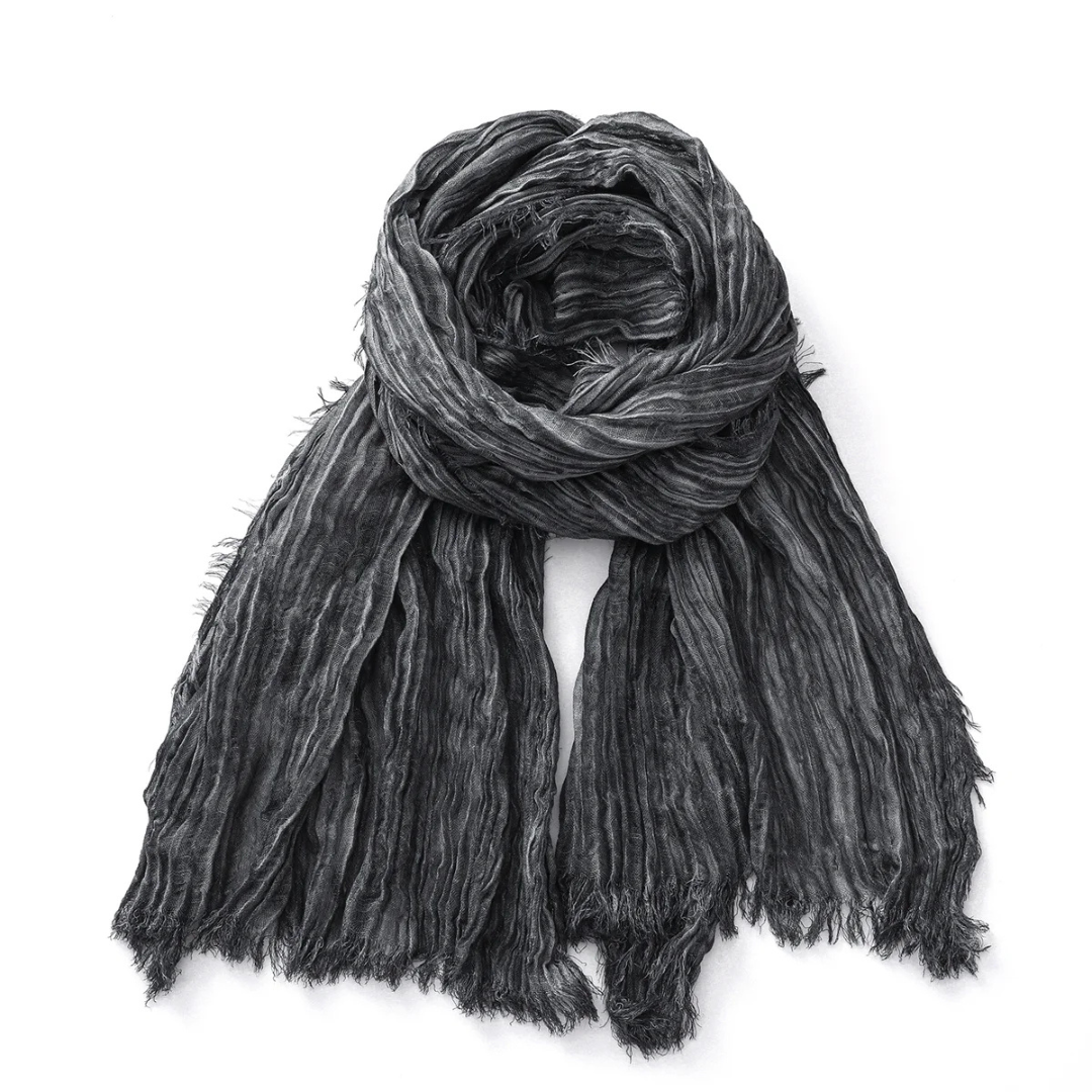 Katoenen Sjaal met Textuur en Linnen Look