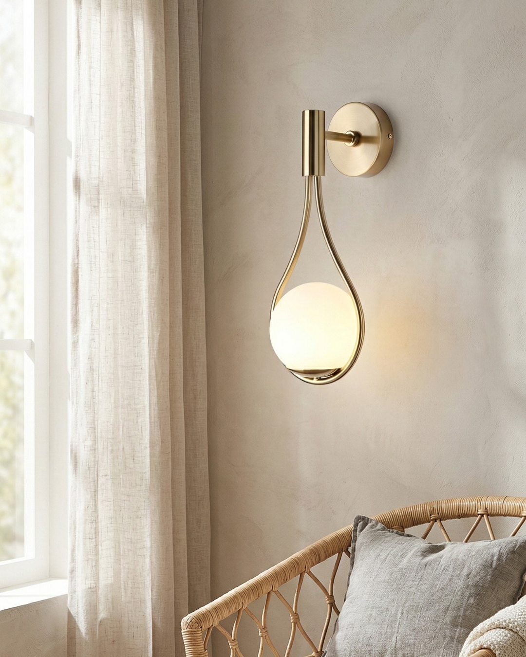 Nordische Wandlamp met Glazen Bol — Minimalistische Verlichting voor Scandinavische Interieurs
