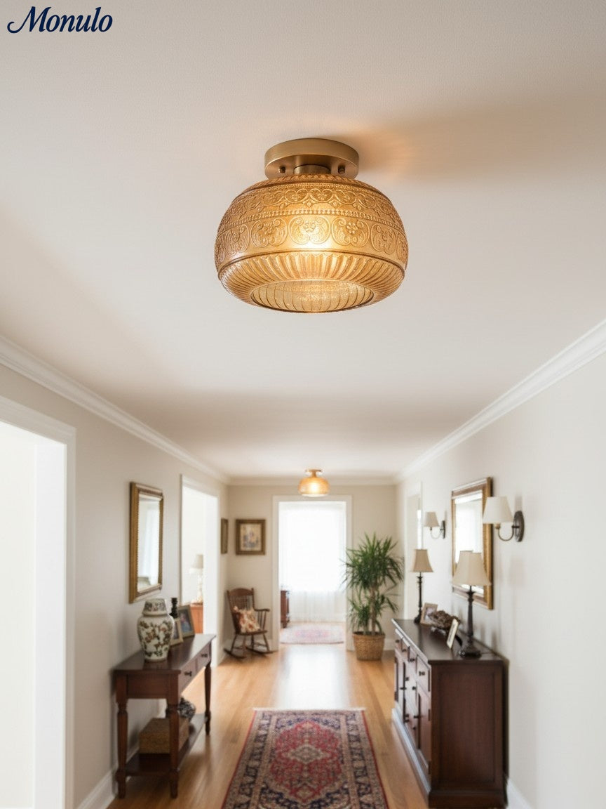 Glazen Bol Plafondlamp Getextureerd Glas Semi-Flush Verlichting voor Elke Ruimte
