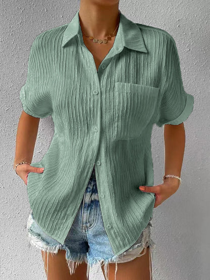 Dames Blouse Losse Pasvorm met Borstzak en Vrouwelijke Stijl