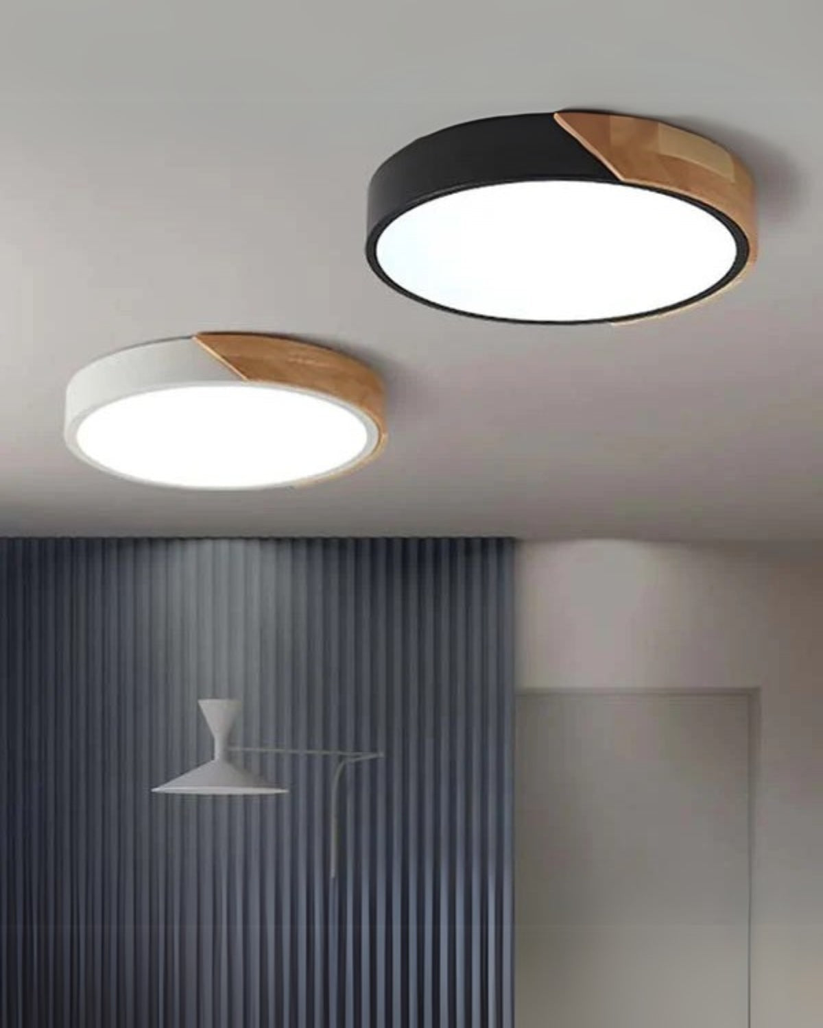 Moderne ronde plafondlamp met houtaccent en LED verlichting – minimalistische designlamp in 23 30 40 50 en 60 cm