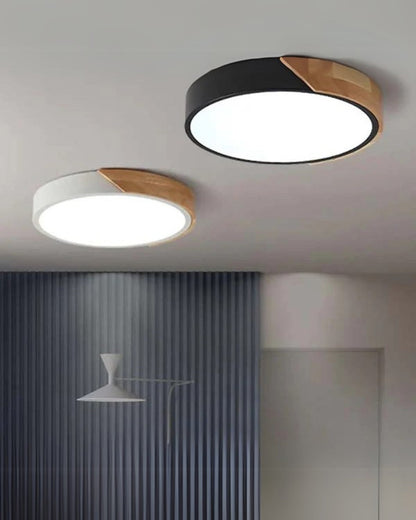 Moderne ronde plafondlamp met houtaccent en LED verlichting – minimalistische designlamp in 23 30 40 50 en 60 cm